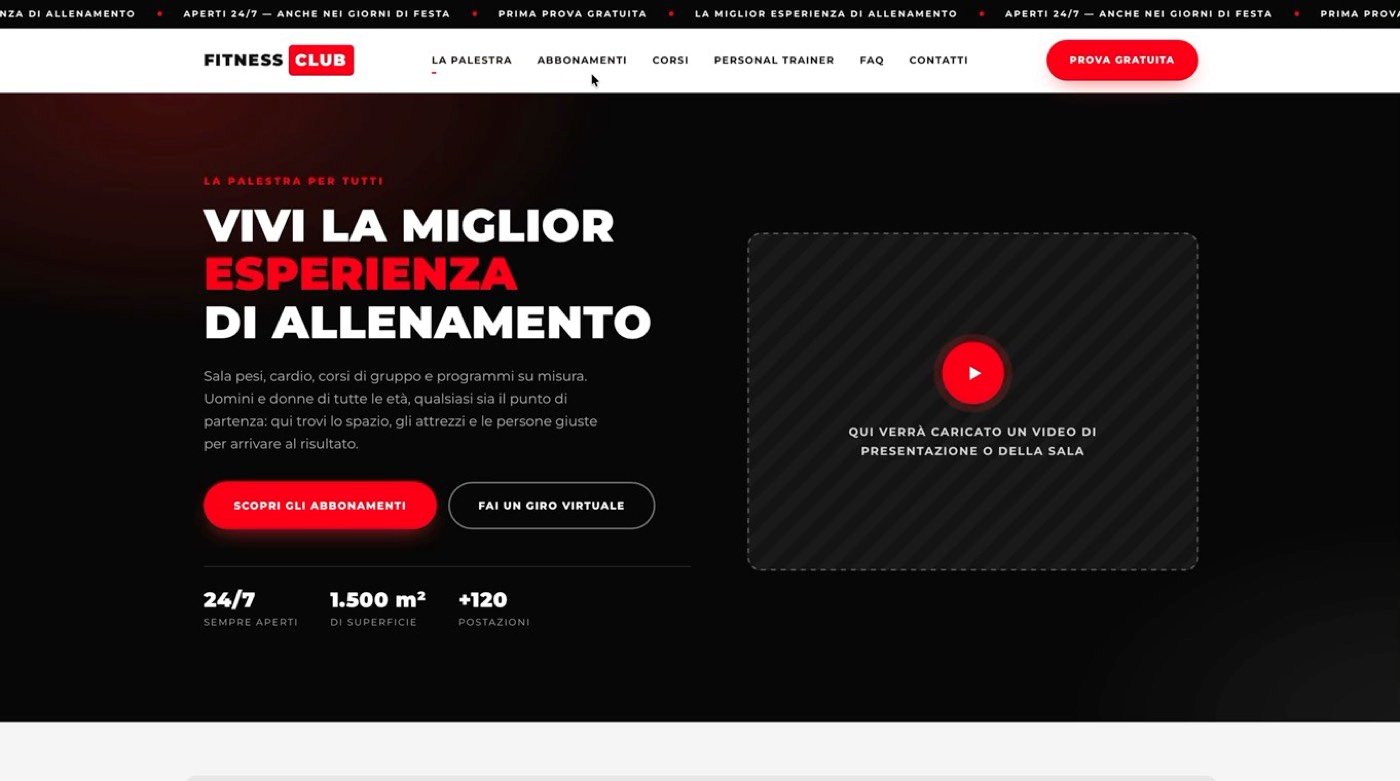 Sito web realizzato per una palestra e centro fitness