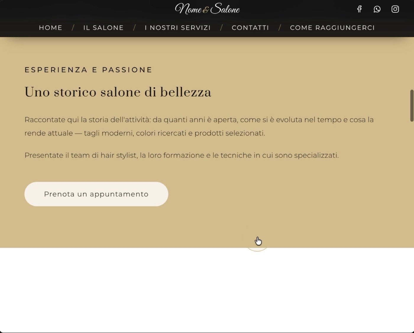 Sito web realizzato per un salone di parrucchieri in Piemonte